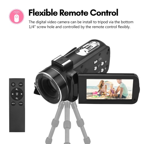 4K Digital Video Camera 3.0 Inch IPS Touchscreen WiFi Camcorder DV Recorder 56MP 18X Digital Zoom 
