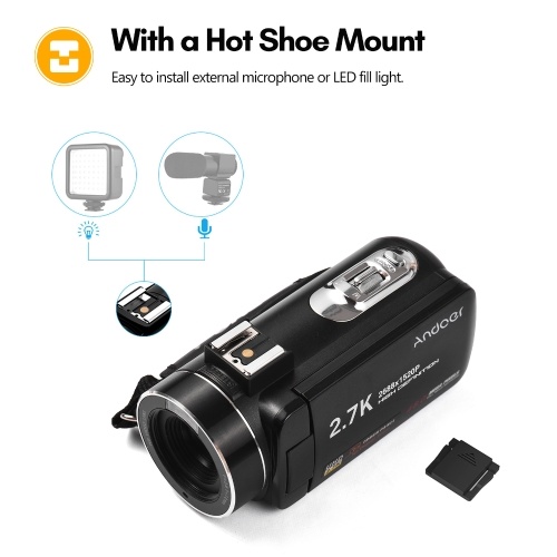 Andoer 2.7K Digital Video Camera Camcorder DV Recorder 48MP 16X Digital Zoom 3.0 Inch IPS Touch Panel 