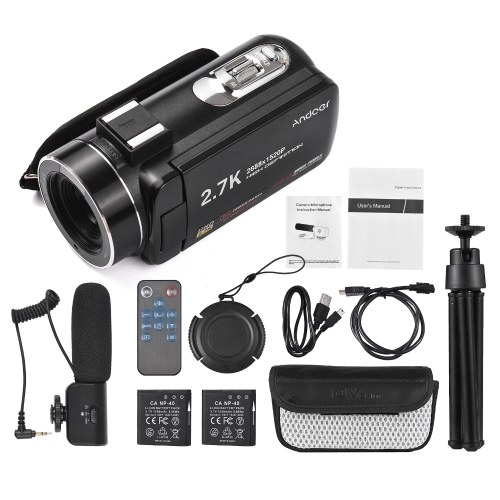Andoer 2.7K Digital Video Camera Camcorder DV Recorder 48MP 16X Digital Zoom 3.0 Inch IPS Touch Panel 