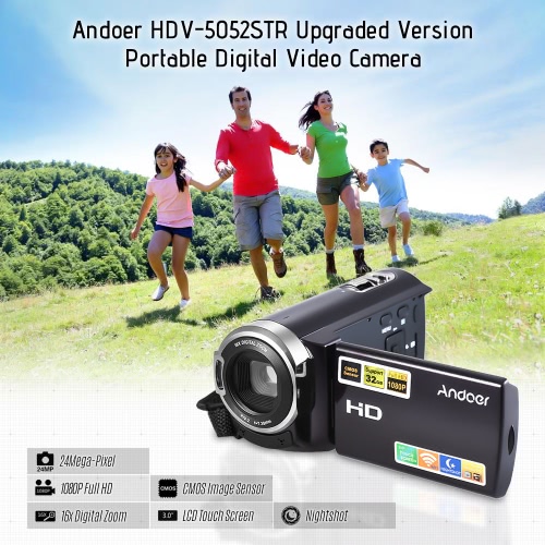 

Andoer HDV-5052STR Upgraded Version Portable 24Mega Pixels Digital Video Camera 1080P Full HD with Night-shot Digital Camcorder 3.