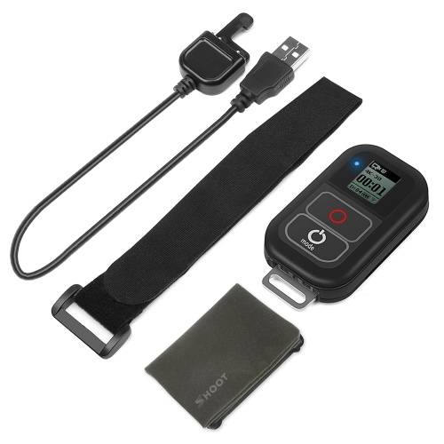 

SHOOT XTGP183 Smart WiFi Remote Controller Waterproof Remoter with Charging Cable Wrist Strap Metal Clip Cloth Pouch for GoPro Hero 7 6 5 4 3+ 3 for GoPro Hero session Action Cameras