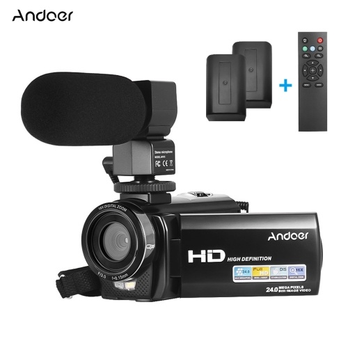 Andoer HDV-201LM 1080P FHD Digital Video Camera Camcorder DV Recorder 24MP 16X Digital Zoom 3.0 Inch LCD Screen