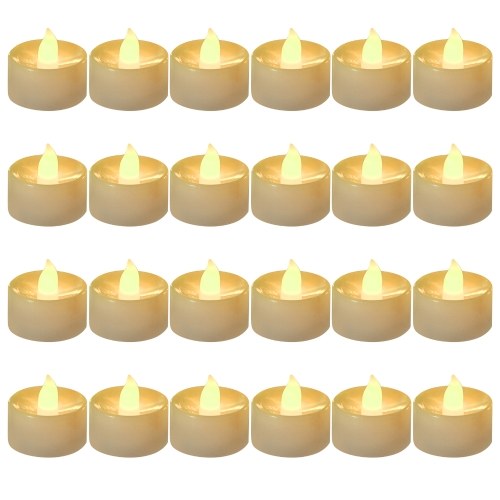 24Pcs Electronic Flameless Candle Lamps Warm White Flashing Wedding Decoration Simulation Glowing Candle