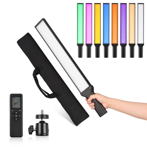 

Portable Handheld RGB Tube Light LED Video Light Wand 15W 3200K-5600K Dimmable CRI95+ Built-in Battery with Ballhead Adapter Remote Control Carry Bag for Vlog Live Streaming Product Portrait Photography