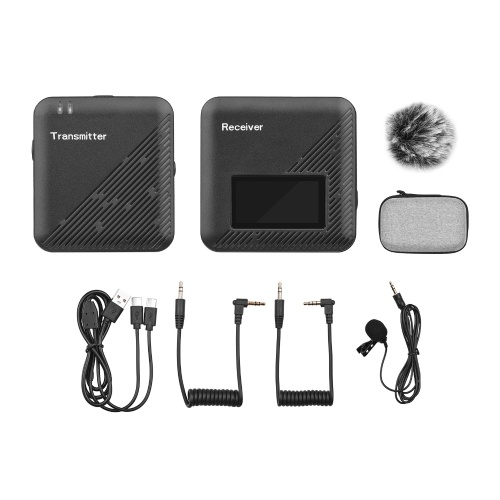 

2.4G Mini Wireless Lavalier Microphone System Transmitter Receiver Omnidirectional Mic with Storage Case for Camera Smartphone Vlog Video Recording Interview Streaming