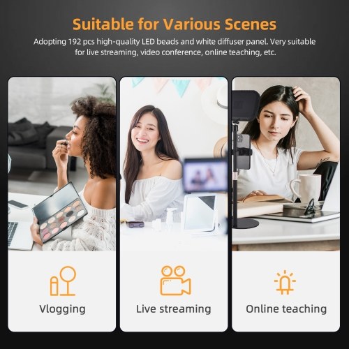 Desktop LED Video Light 15W LED Fill Light Panel with Metal Light Stand 