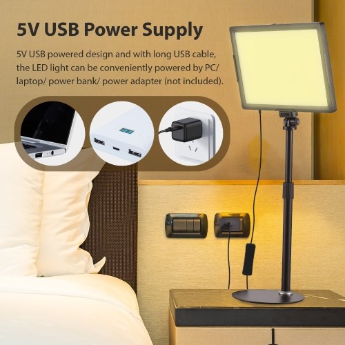Desktop LED Video Light 15W LED Fill Light Panel with Metal Light Stand 