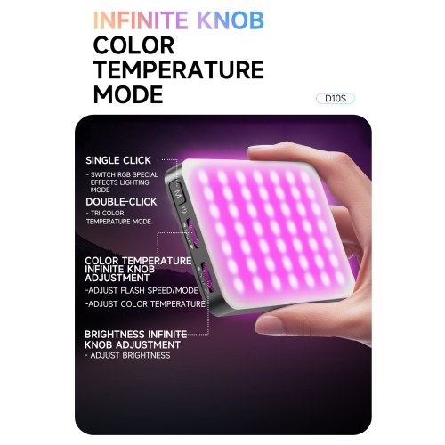 D10S Pocket RGB Fill Light LED Video Light 