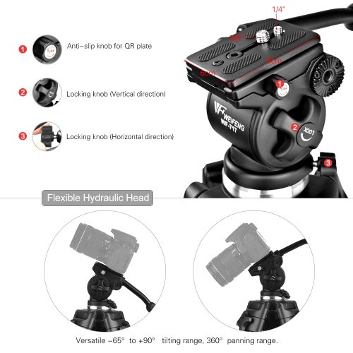 

Weifeng WF-717 1.8m Professional Aluminum Alloy Camera Camcorder Video Tripod