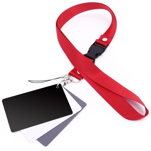 White Black 18% Gray Color Balance Cards Digital Grey Card with Neck-Strap DSLR Camera White Balance Card Photography Accessory
