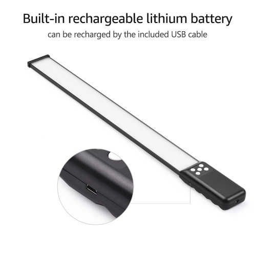 Andoer Studio Photography Light Kit Including 2 * Handheld LED Light Tube 3000K-5700K Dimmable CRI95 Built-in Battery + 2 * 2M Light Stands with USB Charging Cable Carry Bag 