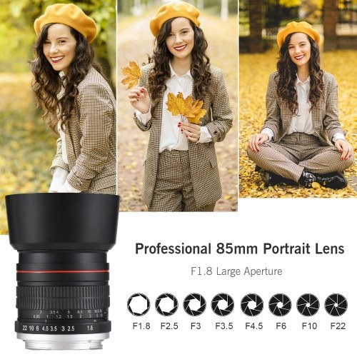 85mm Fixed Focus Camera Lens F1.8 Large Aperture Manual Focus with EF Mount 7 Groups 10 Elements 