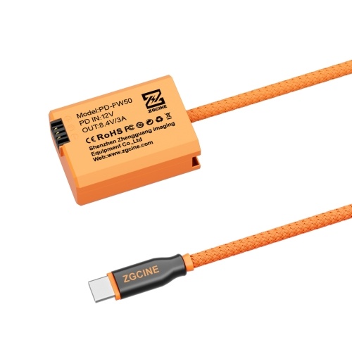

ZGCINE NP-FW50 фиктивный аккумулятор с кабелем питания Type-C PD длиной 60 см для камер Sony A7/ A7M2/ A7R2/ A7S2/ A6000/ A6300/A6500/ A5000/ A5100