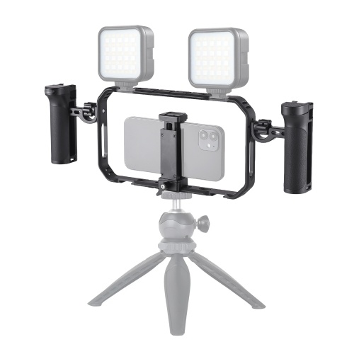 Portable Phone Video Rig Kit Smartphone Stabilizer for Video Recording Universal Phone Cage with Side Handles Cold Shoe Mounts Remote Shutter Replacement for iPhone 16/15/14/13 Android Phones 