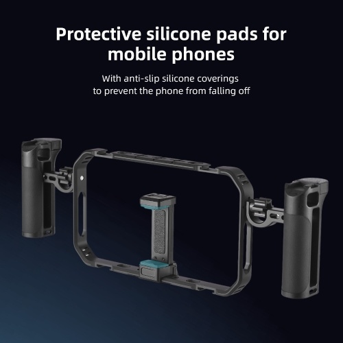 Portable Phone Video Rig Kit Smartphone Stabilizer for Video Recording Universal Phone Cage with Side Handles Cold Shoe Mounts Remote Shutter Replacement for iPhone 16/15/14/13 Android Phones 