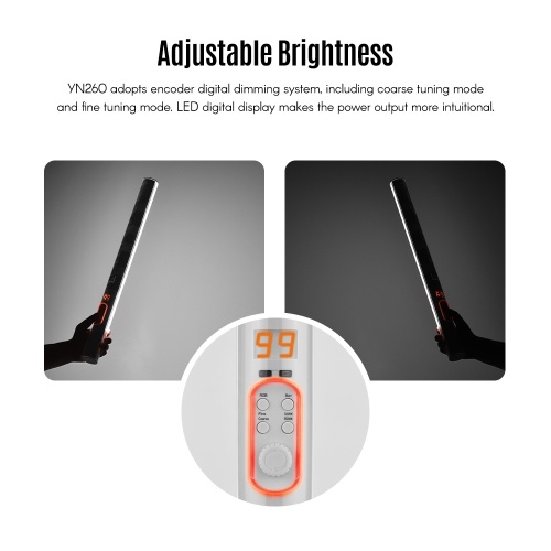 

YONGNUO YN260 Professional LED Dimmable Bi-color Video Light 3200K-5500K and RGB Full Color CRI 95+ Support Mobile APP Remote Control for Portrait News Interview Product Photography