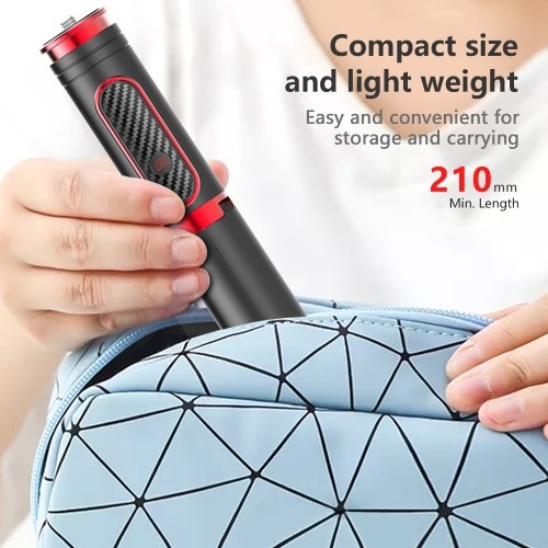 SEAJIC OTH-AB302 Handheld Stabilizer Selfie Stick Tripod Aluminum Alloy Desktop Phone Holder Tripod Lightweight Portable Selfie Stick with Detachable BT Remote Control for Smartphone Camera Selfie Group Photo Vlog Video Shooting Live Stream