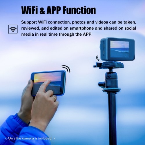 4K 24MP Dual Screen Sport Camera DV Camcorder 2.0 Inch Screen 170° Wide Angle EIS 40m Waterproof WiFi with Macro CPL ND4 8 16 Purple Lens for Outdoor Sports 
