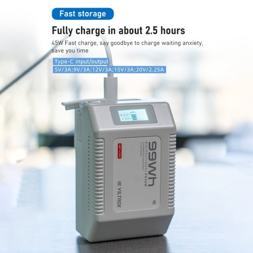 VILTROX BP-V99 6700mAh Lithium Battery with LCD Screen 