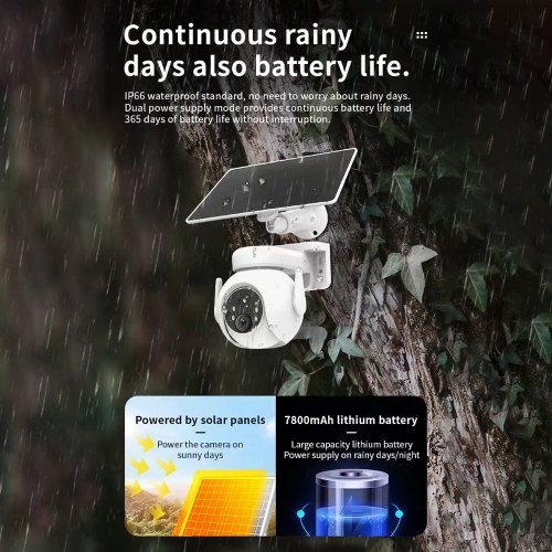3MP Solar Powered Wireless Monitor Camera Wall Mount Smart WiFi Camera with Solar Panel 