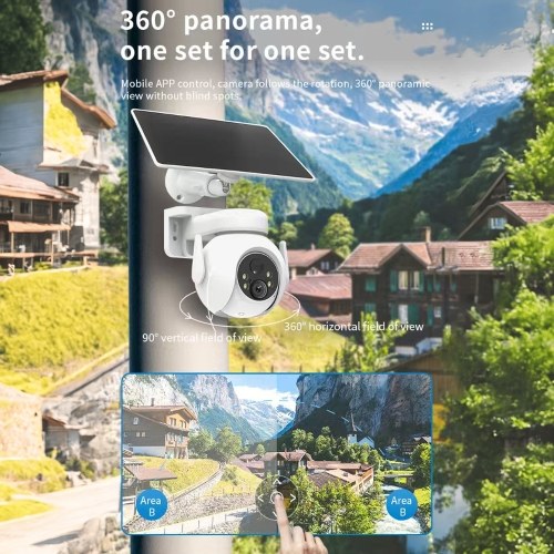 3MP Solar Powered Wireless Monitor Camera Wall Mount Smart WiFi Camera with Solar Panel 