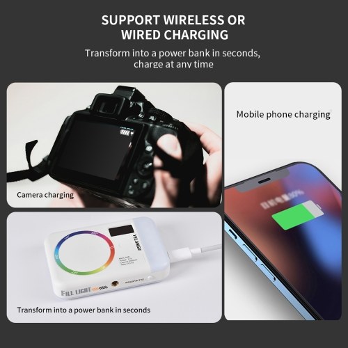 Andoer CC5 RGB Video Light Double-Sided Photography Light 2500K-9000K Dimmable Camera Phone Fill Light 26 Scene Effects Built-in Battery with Cold Shoe Adapter 