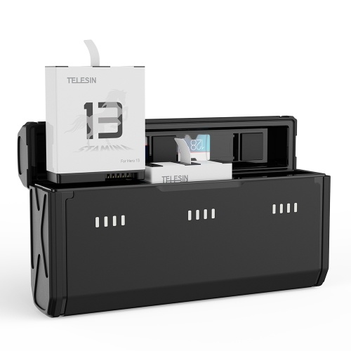 TELESIN Sports Camera Battery Charger Set with 1 * 3-slot Battery Charging Box 2 * 1950mAh Action Camera Batteries Replacement for GoPro Hero 13 