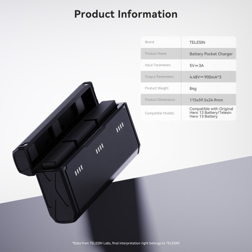 TELESIN Sports Camera Battery Charger Set with 1 * 3-slot Battery Charging Box 2 * 1950mAh Action Camera Batteries Replacement for GoPro Hero 13 