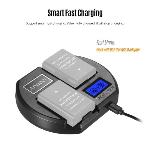 Andoer Fast Charger Dual-channel Camera Battery Charger