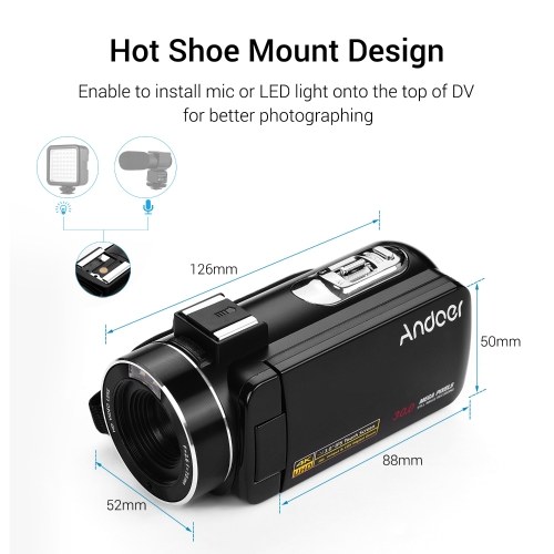 Andoer 4K Ultra HD Handheld DV Professional Digital Video Camera CMOS Sensor Camcorder 