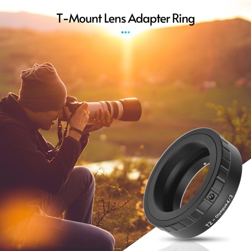 Metal Lens Mount Adapter Ring T/T2 Mount Lens Adapter Replacement for Olympus E-1/E-3/E-10/E-20/E-30/E-300/E-330/E-400/E-410/E-420/E-450/E-500/E-510/E-520/E-600/E-620/E-100 RS Micro 4/3 Mount Cameras 