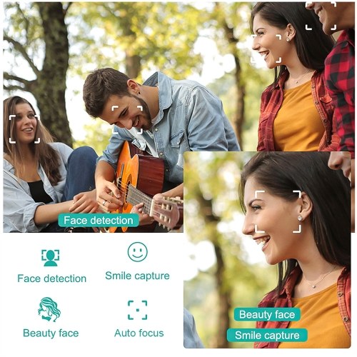 Andoer Portable Digital Camera 48MP 2.7K 2.88-inch IPS Screen 16X Zoom Auto Focus Self-Timer 128GB Extended Memory Face Detection Anti-shaking with 2pcs Batteries Hand Strap Carry Pouch 