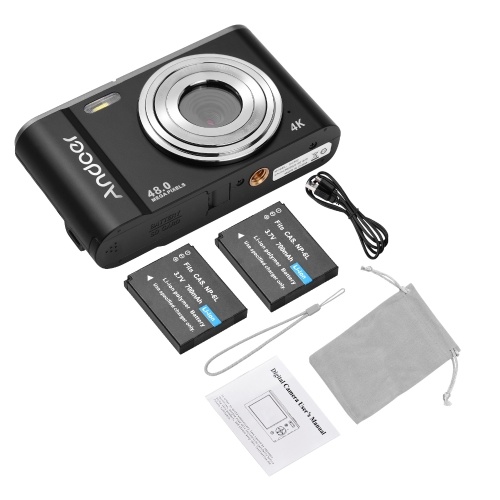 Andoer Portable Digital Camera 48MP 2.7K 2.88-inch IPS Screen 16X Zoom Auto Focus Self-Timer 128GB Extended Memory Face Detection Anti-shaking with 2pcs Batteries Hand Strap Carry Pouch 