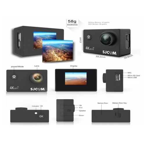 SJCAM SJ4000AIR 4K HD Action Camera with 2-inch IPS Screen 16MP 170°Wide Angle 30m Waterproof Support WiFi Connection with Waterproof Case Adapters 