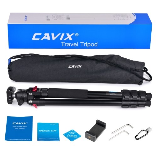 CAVIX AT2542 52.5 Inch Foldable Tripod Camera Stand with Fluid Ball Head 