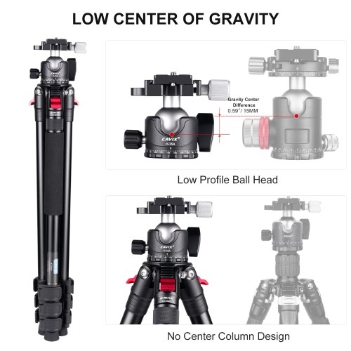 CAVIX AT2542 52.5 Inch Foldable Tripod Camera Stand with Fluid Ball Head 