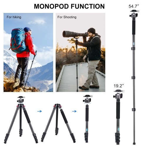 CAVIX AT2542 52.5 Inch Foldable Tripod Camera Stand with Fluid Ball Head 