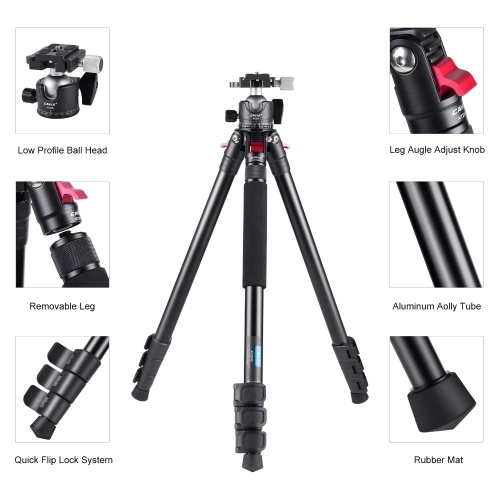 CAVIX AT2542 52.5 Inch Foldable Tripod Camera Stand with Fluid Ball Head 