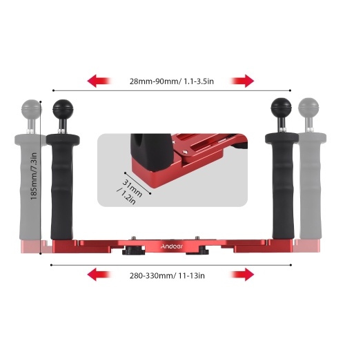 

Andoer Dual Handle Camera Diving Rig Handheld Underwater Tray Stabilizer Adjustable Camera Diving Housing Bracket