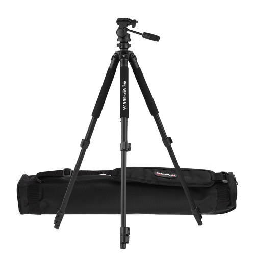 

WF WF-6663A Professional Photography Tripod Stand Aluminum Alloy Max. Load 5kg/11lbs Max. Height 166cm with 1/4 Inch Screw Quick Release Plate Carry Bag for DSLR Cameras DV Camcorder