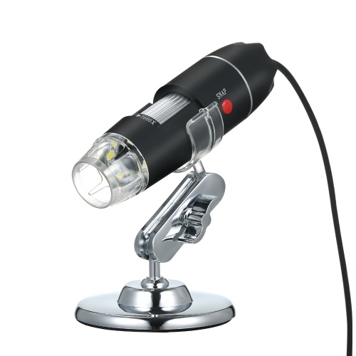 USB Digital Microscope 1600X Magnification Camera 8 LEDs with Stand Portable Handheld Inspection Magnifier