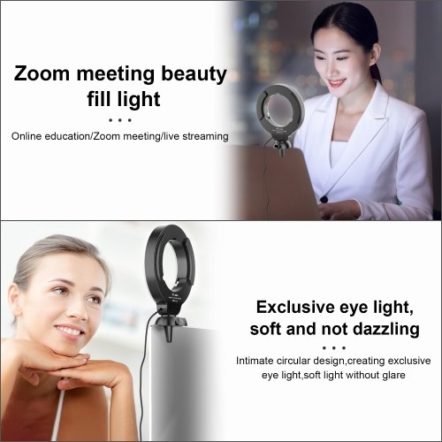 VIJIM CL06 Mini 4 Inch LED Ring Light Clip-on Laptop Video Conference Lighting 3 Lighting Modes 3200K-6500K Dimmable USB Powered for Live Streaming Online Education Meeting 