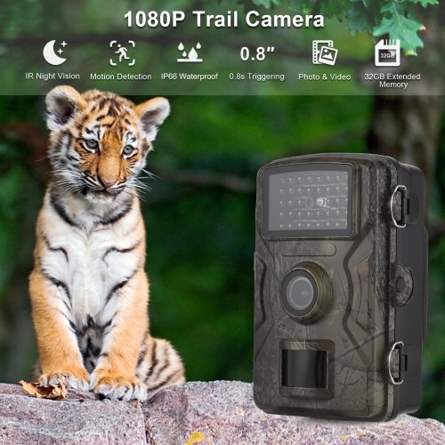 1080P Trail Camera 16MP Wildlife Scouting Camera Tracking Camera with 2.0 Inch TFT Color Screen 0.8s Trigger Time 