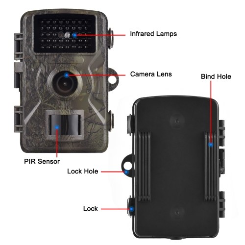 1080P Trail Camera 16MP Wildlife Scouting Camera Tracking Camera with 2.0 Inch TFT Color Screen 0.8s Trigger Time 