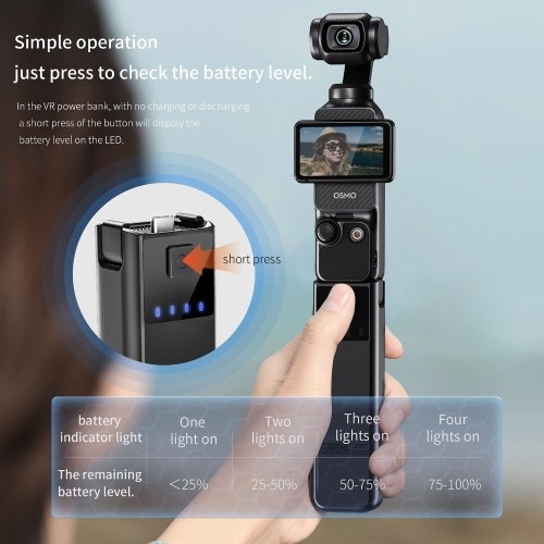 STARTRC Handheld Power Bank Hand Grip 4000mAh Portable Battery Handle with Type-C Interface Battery Grip Replacement for DJI Osmo Pocket 3 