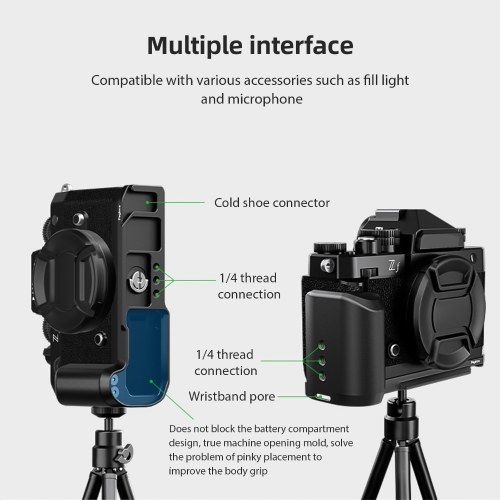 Poyinco Camera L Plate Quick Release L-Shaped Plate Aluminum Alloy Vlog Expansion Bracket Camera Grip Replacement for Nikon ZF Camera 