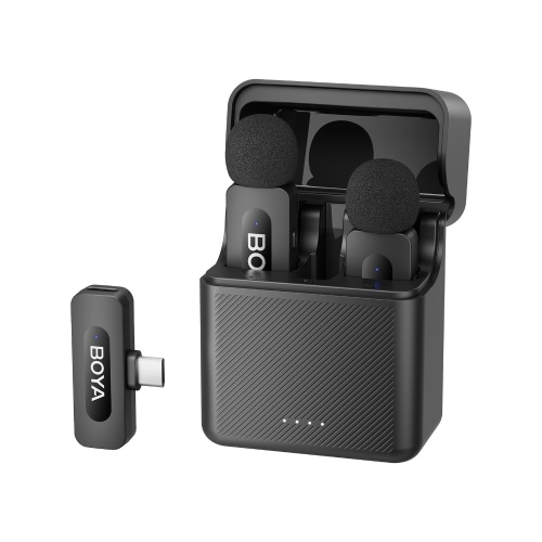 

BOYA BY-V30 One-Trigger-Two 2.4G Беспроводная микрофонная система с креплением на телефоне, всенаправленный мини-петличный микрофон