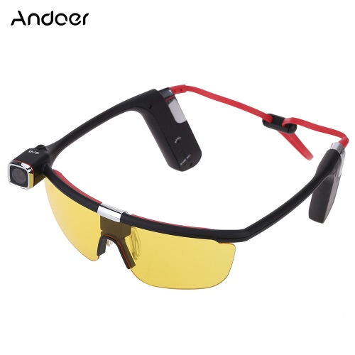 Andoer Sunglasses Handsfree Eyewear Wearing Action Sports Camera Camcorder Video Recorder DV DVR HD 1080P 30 FPS 140° Wide Angle Wifi Smartphone APP Remote Control with Mic for iPhone Samsung IOS Android