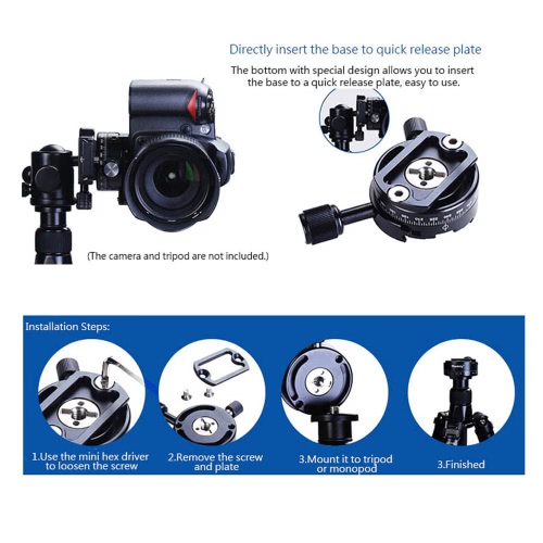 

Andoer 360 Degree Camera DSLR Panoramic Panning Base Head Clamp with Quick Release Plate for Photography Tripod Monopod