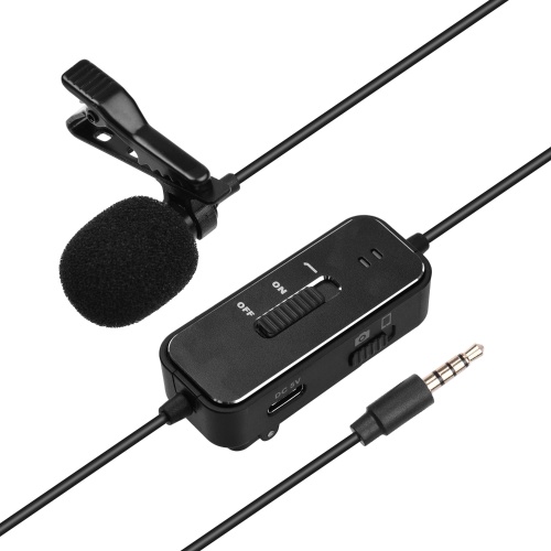 Micrófono Lavalier Micrófono de condensador omnidireccional con enchufe de 3,5 mm Adaptador de audio de 6,5 mm Cable de 5 m para teléfono móvil / portátil / cámara